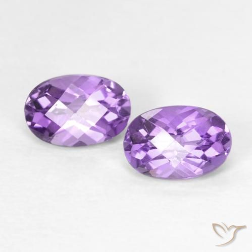 Gemas de Amatista Violeta iris natural de 0.91 ct, Ovalada, VVS-VS