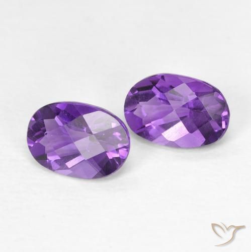Gemas de Amatista Violeta oscuro natural de 0.82 ct, Ovalada, VVS-VS