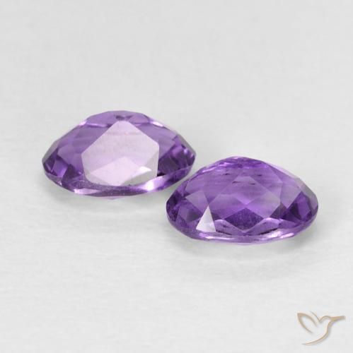 Gemas de Amatista Violeta intenso natural de 0.89 ct, Ovalada, VS