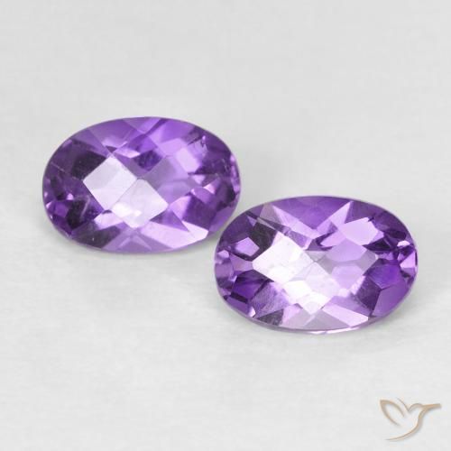 Gemas de Amatista Violeta intenso natural de 0.92 ct, Ovalada, VS