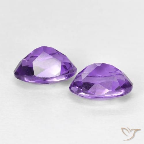 Gemas de Amatista Violeta intenso natural de 0.95 ct, Ovalada, VVS-VS