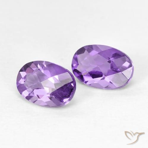 Gemas de Amatista Violeta medio natural de 0.92 ct, Ovalada, VS