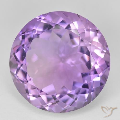 Amatista Medium Light Purplish-Violet natural de 26.41 ct, Redondo, VVS