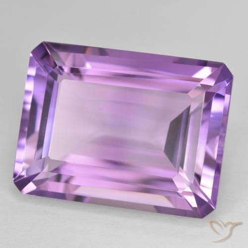 Amatista Medium Light Purplish-Violet natural de 21.40 ct, Corte Octágono / Esmeralda, VVS