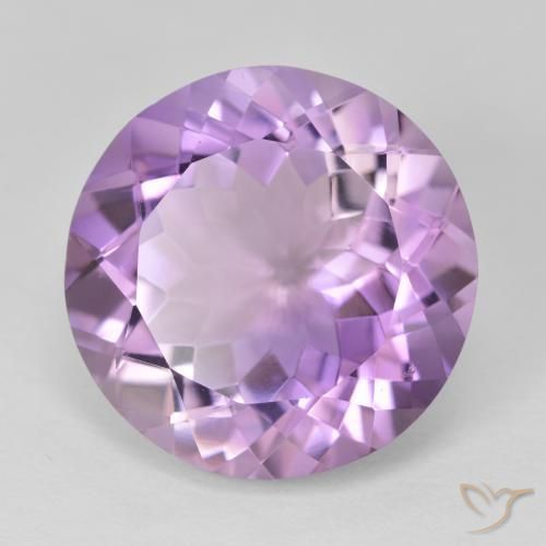 Amatista Violeta rosado medio natural de 12.67 ct, Redondo, VVS
