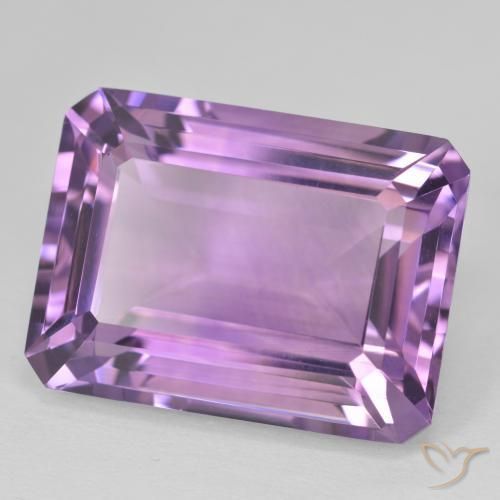 Amatista Medium Light Purplish-Violet natural de 22.46 ct, Corte Octágono / Esmeralda, VVS
