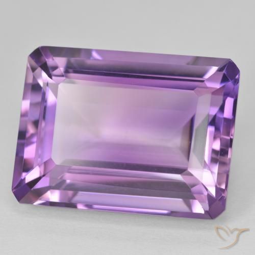Amatista Medium Light Purplish-Violet natural de 22.92 ct, Corte Octágono / Esmeralda, VVS