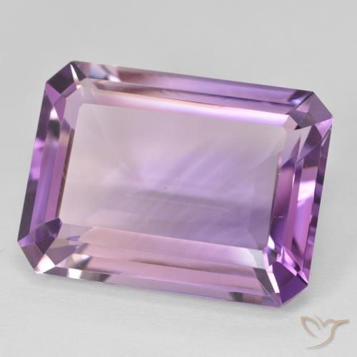 Amatista Medium Light Purplish-Violet natural de 20.24 ct, Corte Octágono / Esmeralda, VVS