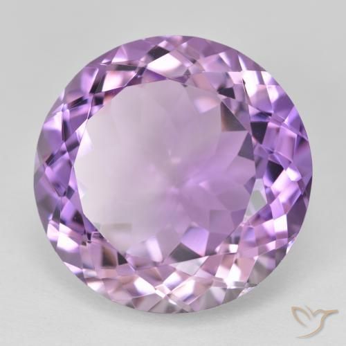 Amatista Violeta rosado medio natural de 26.80 ct, Redondo, VVS