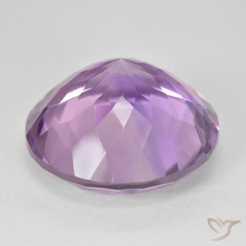 Amatista Violeta rosado medio natural de 26.80 ct, Redondo, VVS