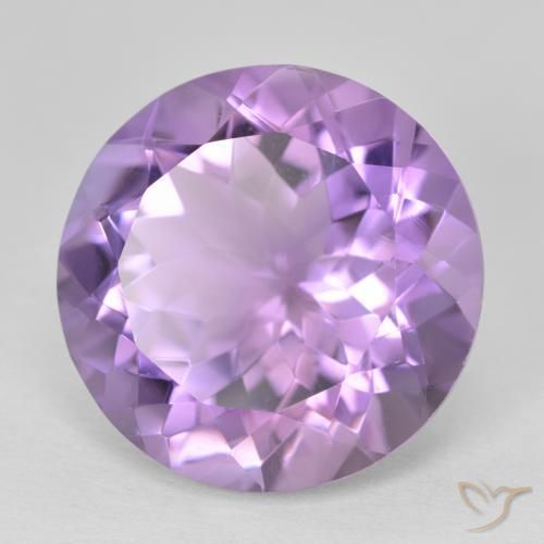 Amatista Violeta rosado medio natural de 12.86 ct, Redondo, VVS