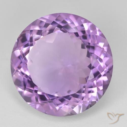 Amatista Medium Light Purplish-Violet natural de 25.45 ct, Redondo, VVS