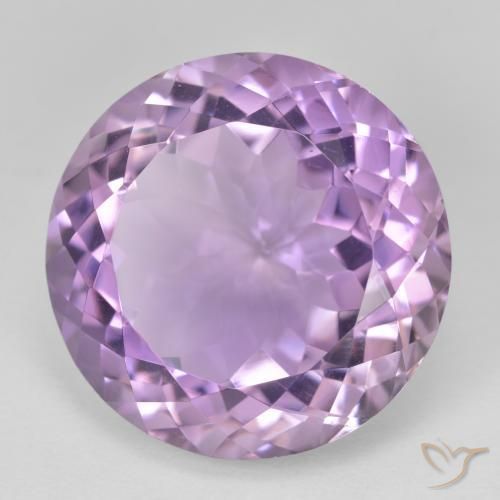 Amatista Violeta rosado medio natural de 26.75 ct, Redondo, VVS