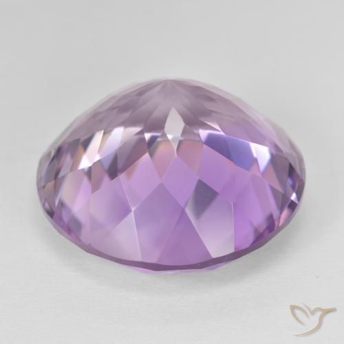 Amatista Violeta rosado medio natural de 26.75 ct, Redondo, VVS
