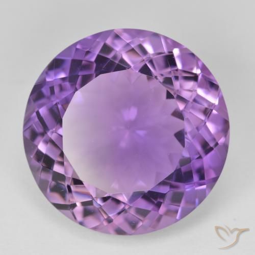 Amatista Medium Light Purplish-Violet natural de 23.46 ct, Redondo, VVS