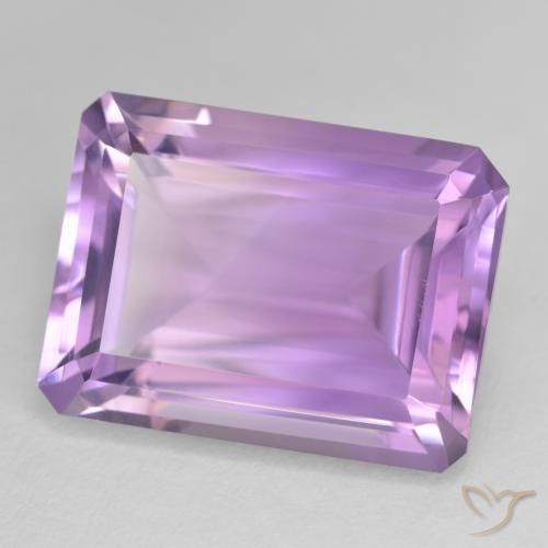 Amatista Violeta rosáceo medio natural de 22.72 ct, Corte Octágono / Esmeralda, VVS