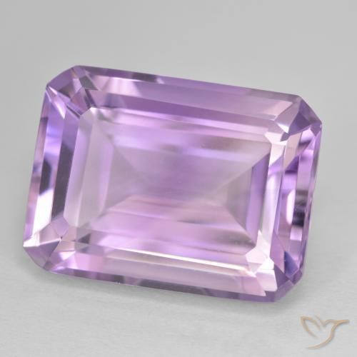 Amatista Medium Light Purplish-Violet natural de 24.01 ct, Corte Octágono / Esmeralda, VVS