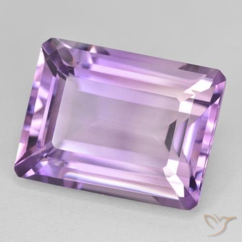Amatista Medium Light Purplish-Violet natural de 22.54 ct, Corte Octágono / Esmeralda, VVS