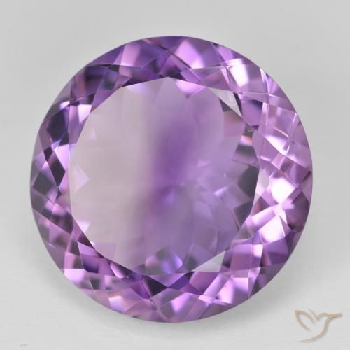 Amatista Violeta medio natural de 24.55 ct, Redondo, VVS