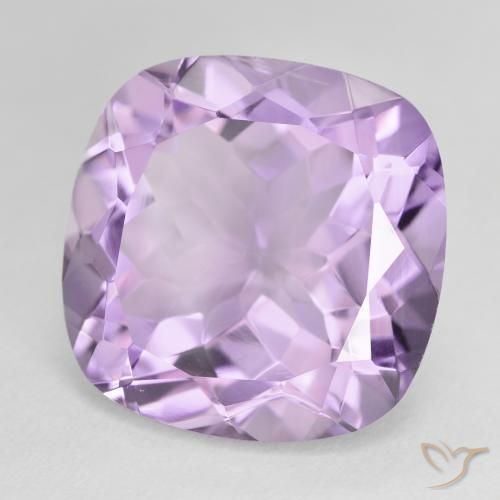 Amatista Violeta rosáceo claro natural de 20.37 ct, Forma Cojín, VVS