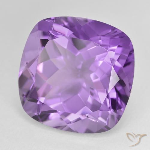 Amatista Violeta iris intenso natural de 22.37 ct, Forma Cojín, VVS-VS
