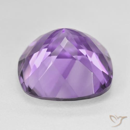 Amatista Violeta iris intenso natural de 22.37 ct, Forma Cojín, VVS-VS