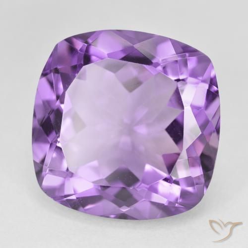 Amatista Violeta púrpura intenso natural de 22.31 ct, Forma Cojín, VVS