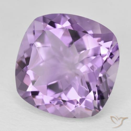 Amatista Violeta rosado medio natural de 12.25 ct, Forma Cojín, VVS