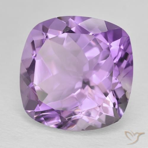 Amatista Violeta rosado medio natural de 12.69 ct, Forma Cojín, VVS