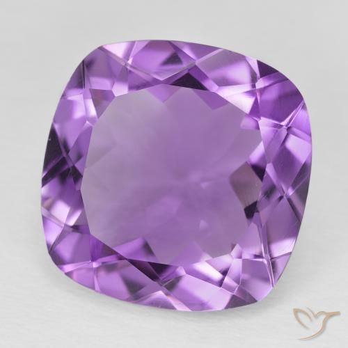 Amatista Violeta púrpura intenso natural de 18.61 ct, Forma Cojín, VVS-VS