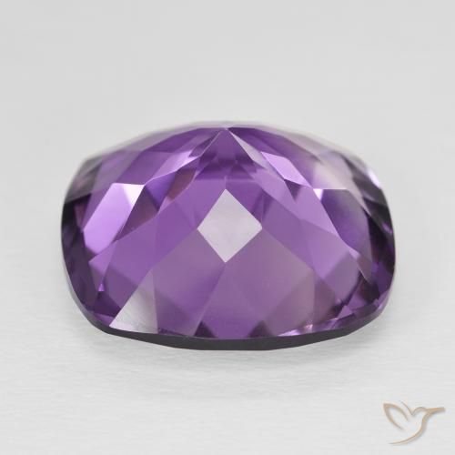 Amatista Violeta púrpura intenso natural de 18.61 ct, Forma Cojín, VVS-VS