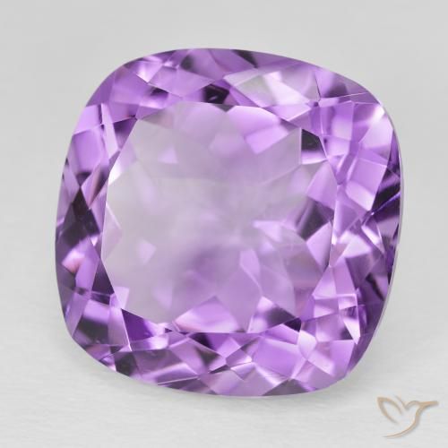 Amatista Violeta púrpura intenso natural de 20.80 ct, Forma Cojín, VS