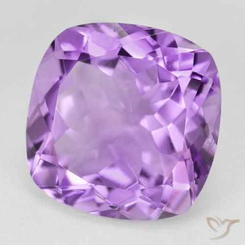 Amatista Violeta púrpura medio natural de 21.72 ct, Forma Cojín, VVS-VS