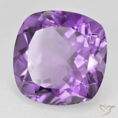 Amatista Violeta púrpura intenso natural de 20.98 ct, Forma Cojín, VVS