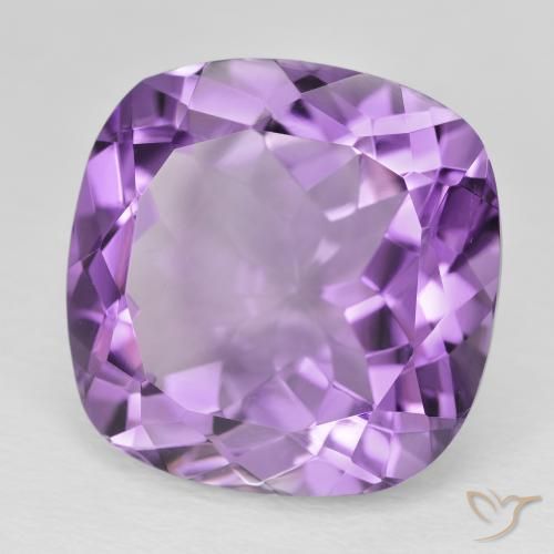 Amatista Violeta púrpura medio natural de 21.46 ct, Forma Cojín, VVS