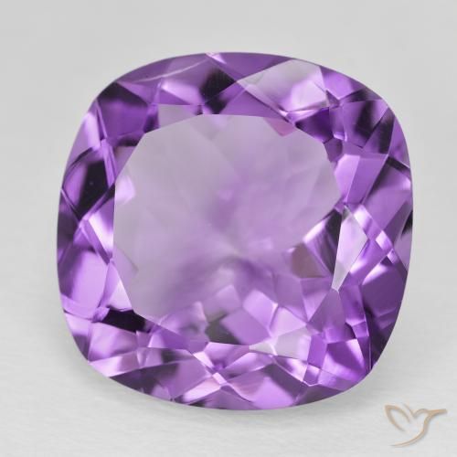 Amatista Violeta púrpura medio natural de 19.52 ct, Forma Cojín, VS