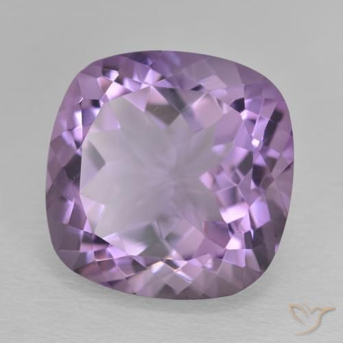 Amatista Violeta medio natural de 12.37 ct, Forma Cojín, VVS