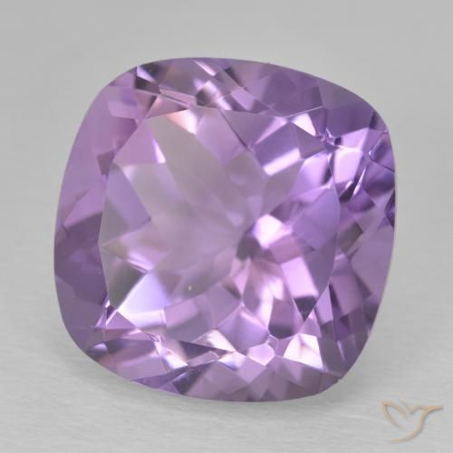 Amatista Medium Light Purplish-Violet natural de 12.54 ct, Forma Cojín, VVS-VS