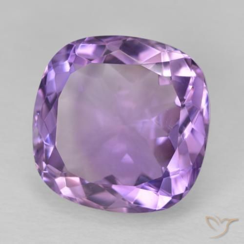 Amatista Violeta rosado medio natural de 13.19 ct, Forma Cojín, VVS