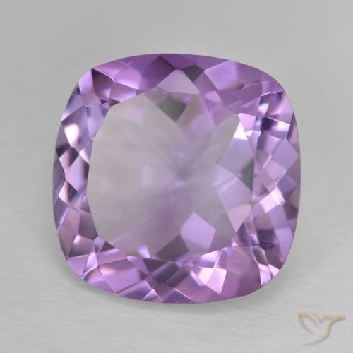 Amatista Violeta medio natural de 11.90 ct, Forma Cojín, VVS