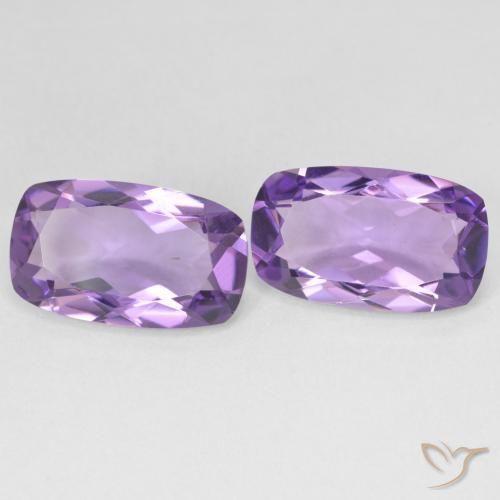 Gemas de Amatista Medium Light Purplish-Violet natural de 10.04 ct, Forma Cojín, VS