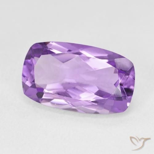 Amatista Violeta medio natural de 5.68 ct, Forma Cojín, VVS