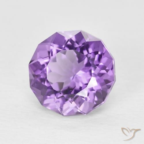 Amatista Violeta oscuro natural de 2.64 ct, Redondo, VVS-VS