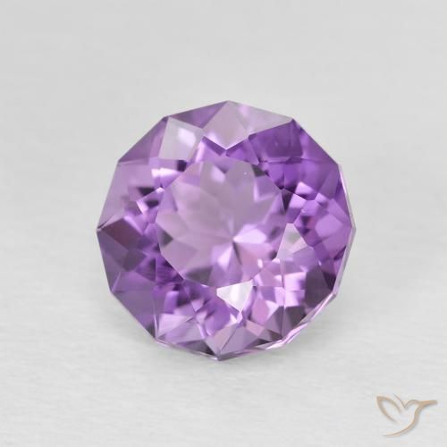 Amatista Medium Dark-Violet natural de 2.55 ct, Redondo, VVS