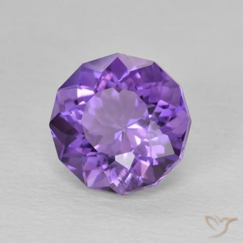 Amatista Violeta medio natural de 2.29 ct, Redondo, VS-SI