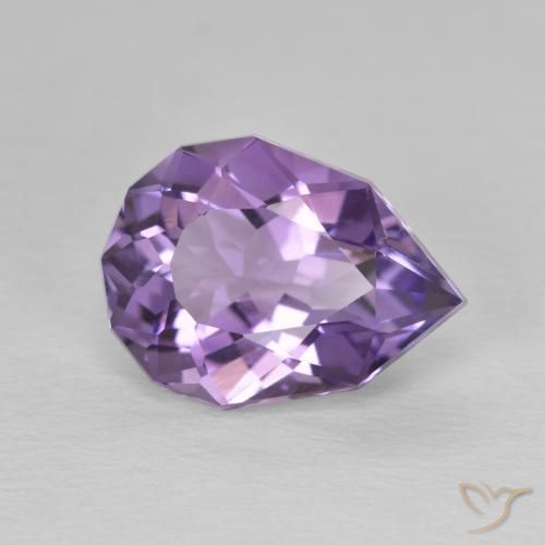 Amatista Violeta oscuro natural de 3.64 ct, En forma de pera, VS-SI