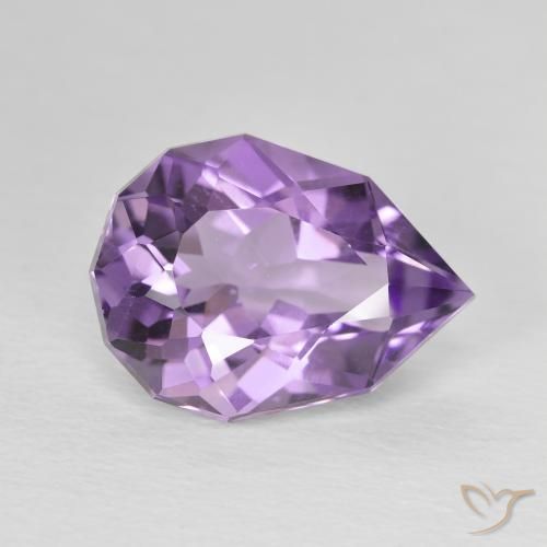 Amatista Rosado-violeta medio natural de 4.68 ct, En forma de pera, Translúcido
