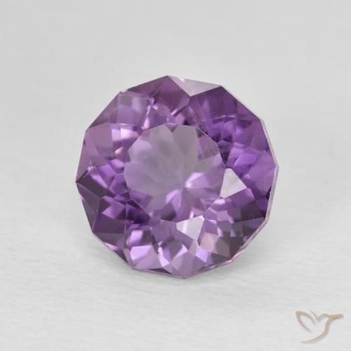Amatista Medium Light Purplish-Violet natural de 2.78 ct, Redondo, VS