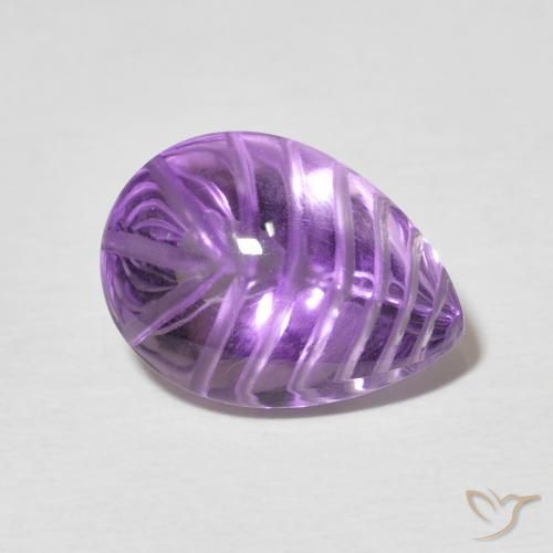 Amatista Violeta intenso natural de 5.52 ct, En forma de pera, Transparente