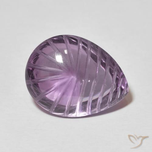 Amatista Violeta grisáceo natural de 11.59 ct, En forma de pera, Transparente